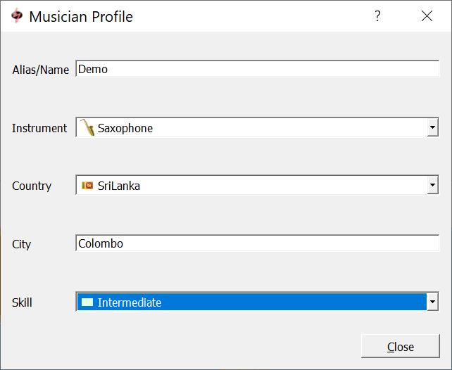 My profile dialog